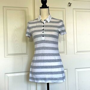 Gap Striped Lightweight Gray Polo Shirt, Medium